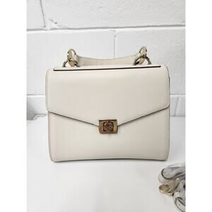 Antonio Melani Women's Leather Satchel Top Handle/Crossbody Handbag, Off White
